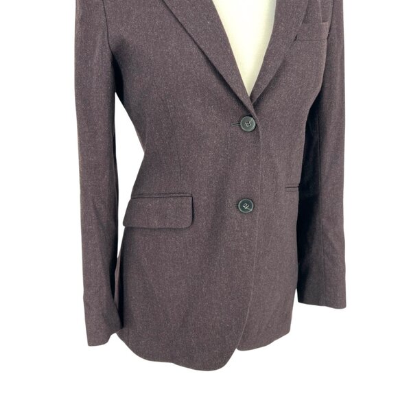Theory Andorie Virgin Wool Tailored Two Button Blazer Dark Plum Burgundy Size 6 - Picture 4 of 16